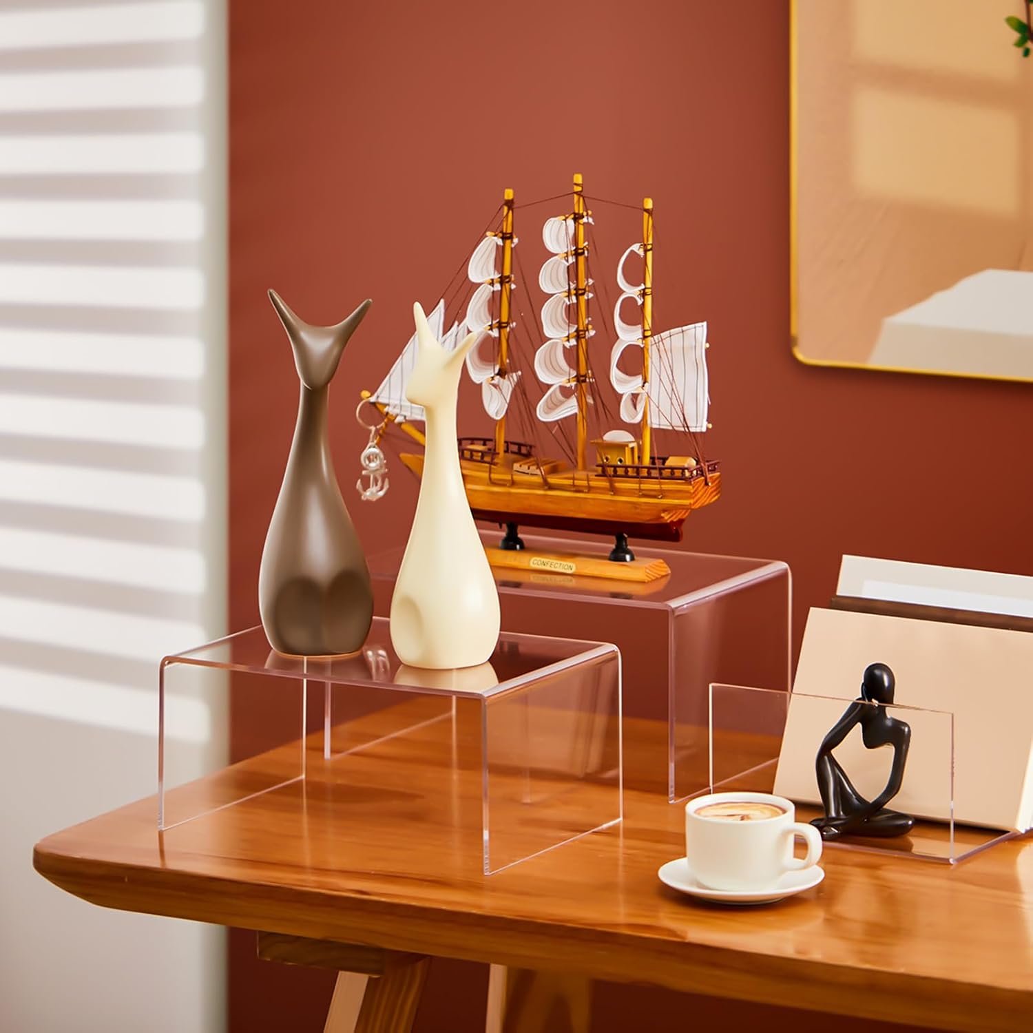 3 Pcs Extra Large Acrylic Display Risers for Collectibles