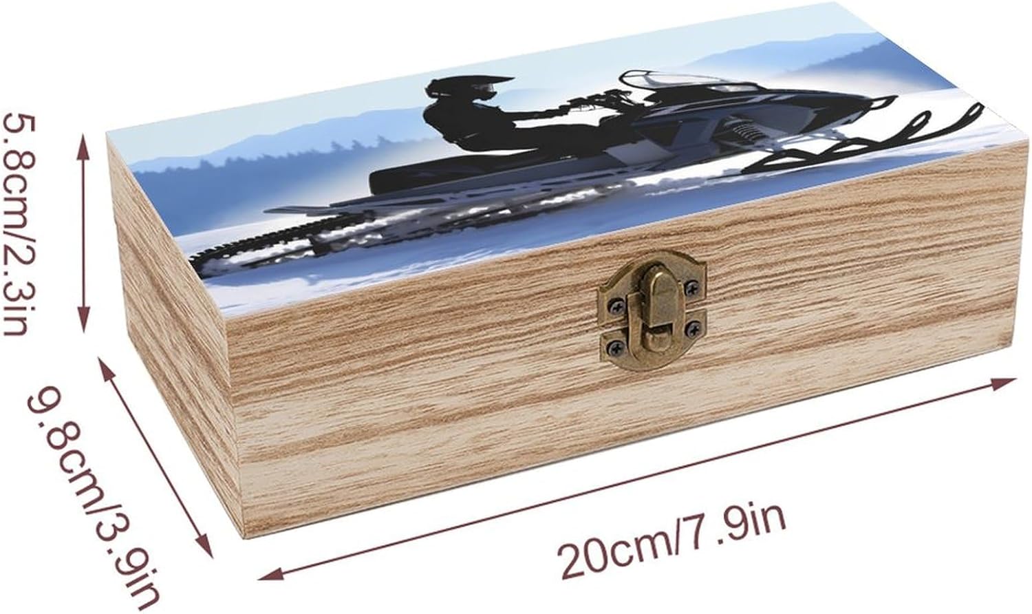 Snowmobile Keepsake Box Large Wooden Storage Organizer
