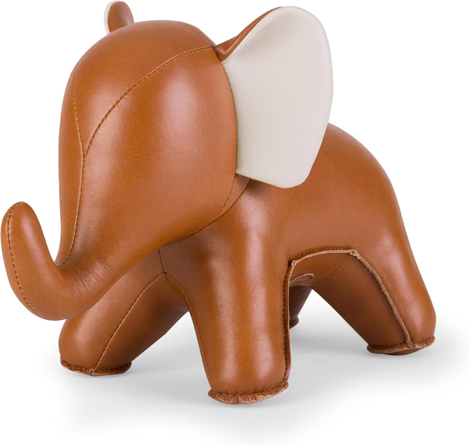 Leather Bookend Elephant Abby Zuny Series Tan Wheat
