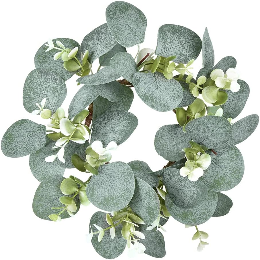 LSKYTOP 9 Inch Eucalyptus Wreath for Kitchen Decor