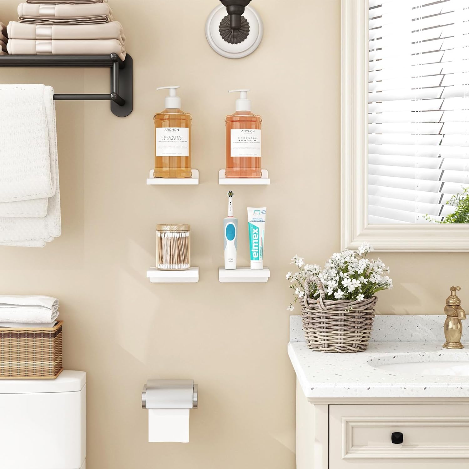 Fixwal Floating Shelves Set of 4 White 5x5 Inches