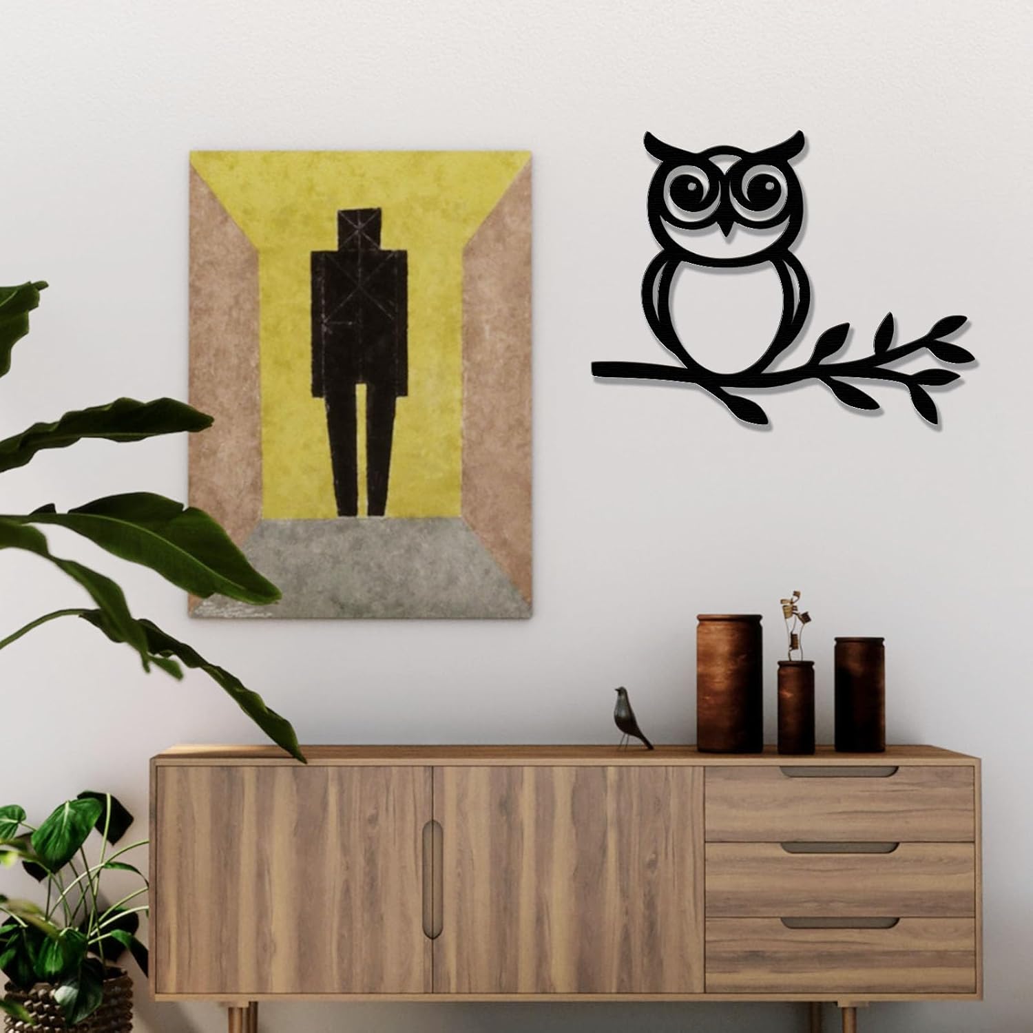 Zzbakress Owl and Olive Leaf Wall Sculpture