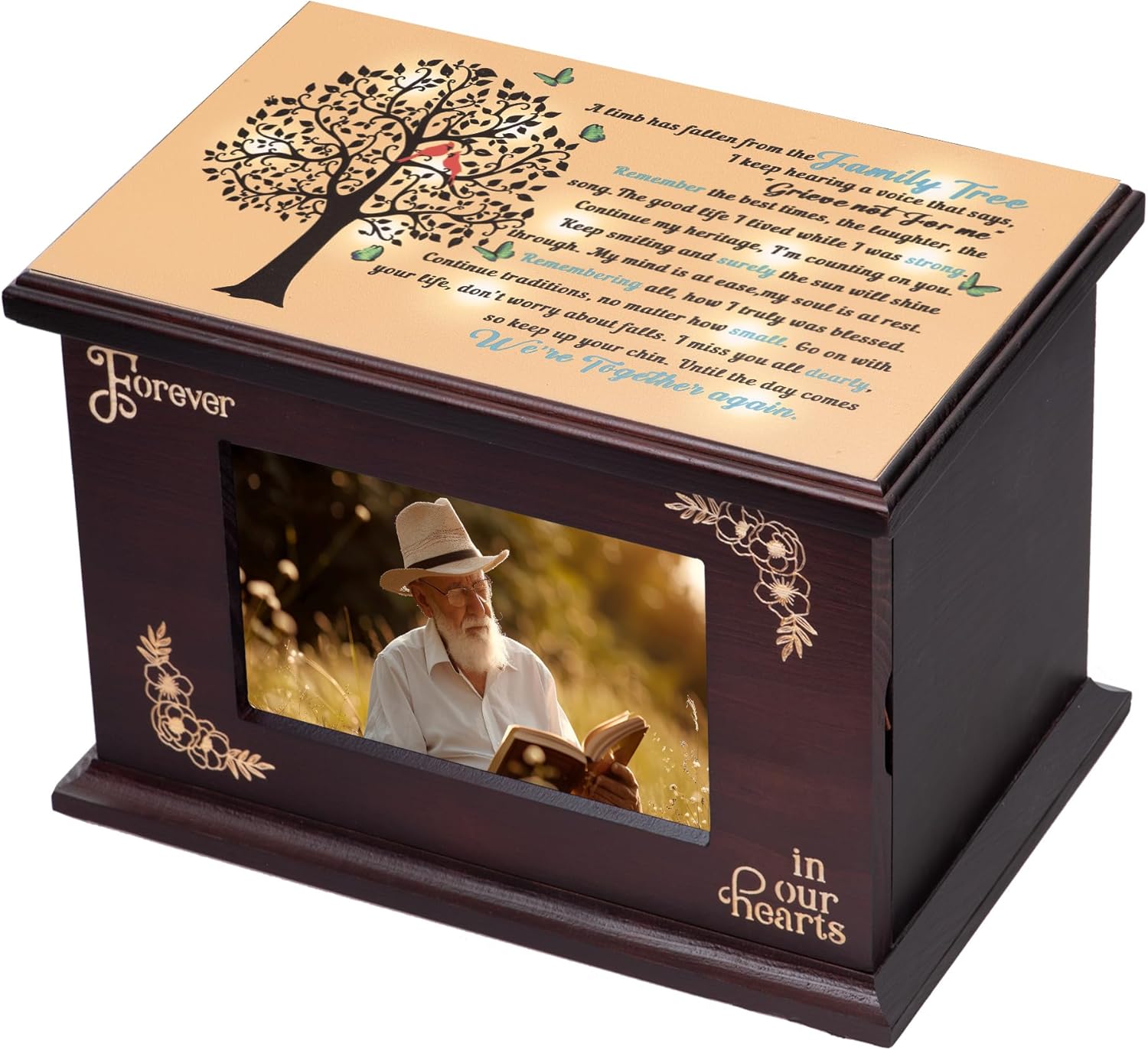 PREKIAR Wooden Cremation Urn with Photo Frame