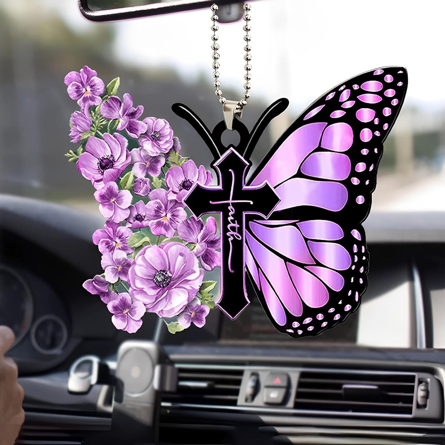 Butterfly Car Hanging Ornament Purple