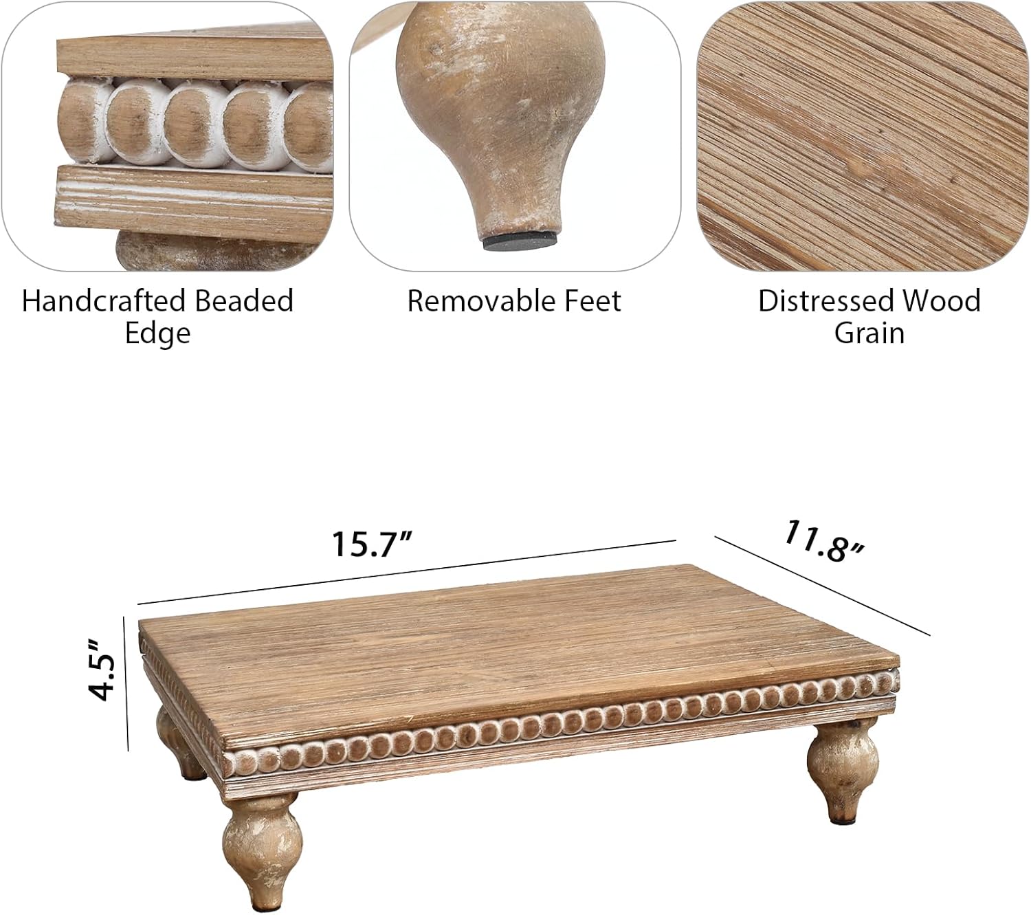 SwallowLiving Rustic Wood Tray Riser for Decor
