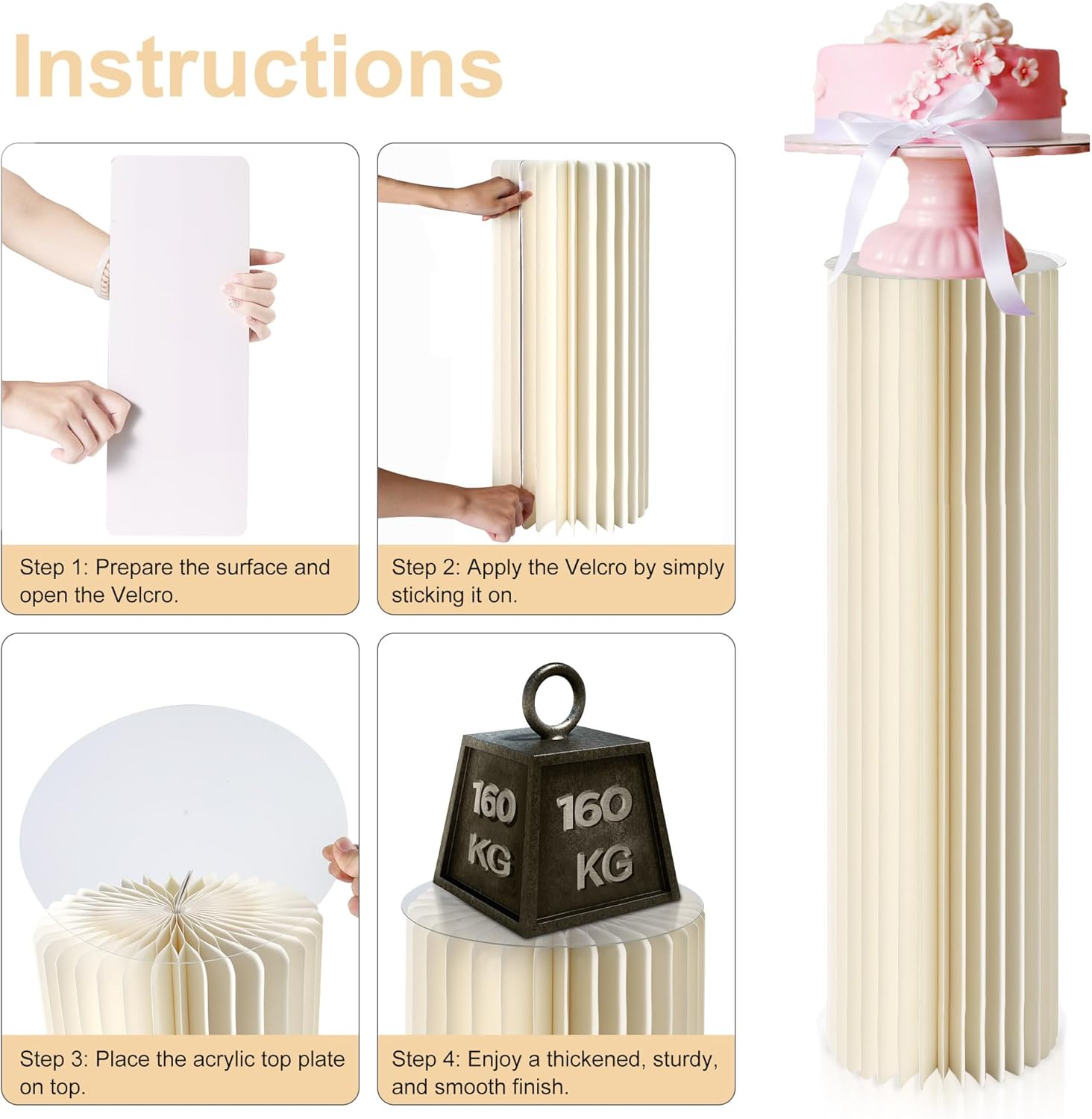 Set of 3 Adjustable Cylinder Pedestal Stands for Party Displays
