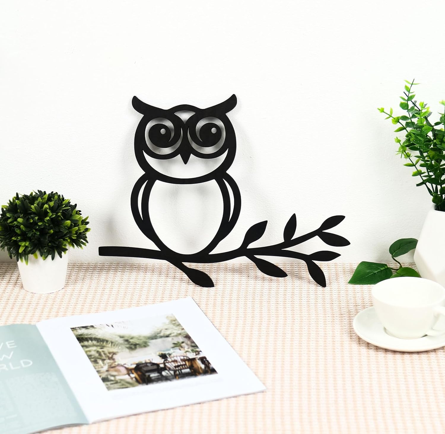 Zzbakress Owl and Olive Leaf Wall Sculpture