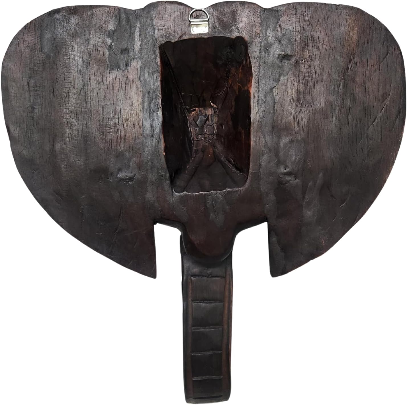 2ft Tall Hand Carved Mahogany Elephant Wall Sculpture