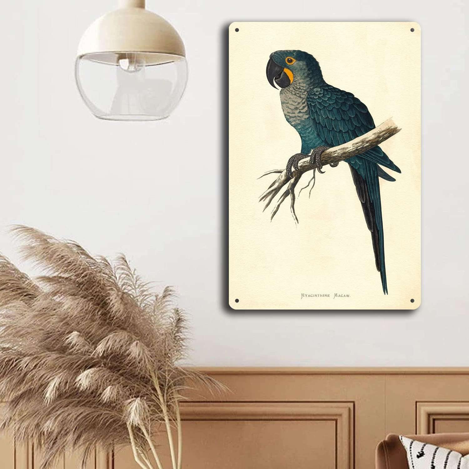 Aluminum Hyacinth Macaw Tin Sign Retro Wall Decor 8x12 Inch