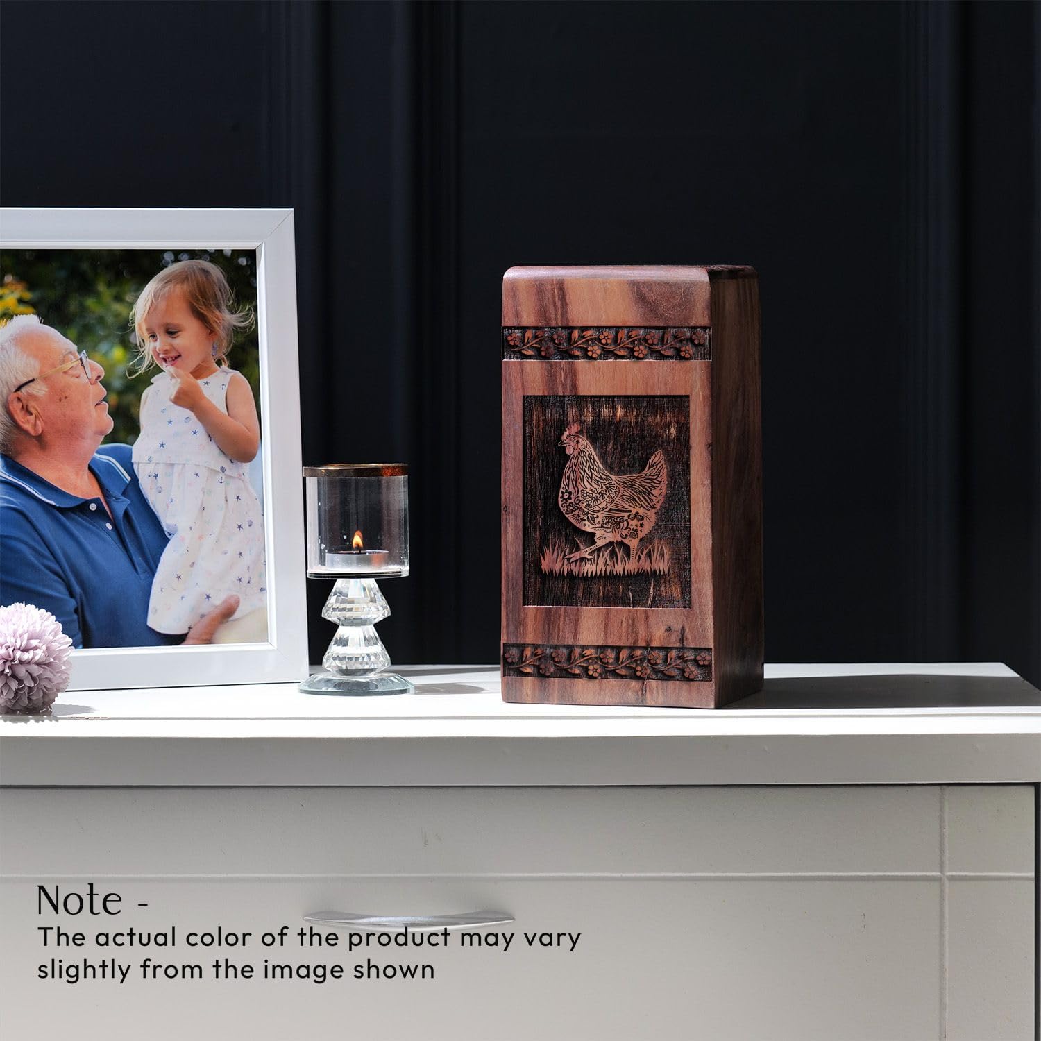 Chicken Themed Wooden Urn for Human Ashes 1125 Inch