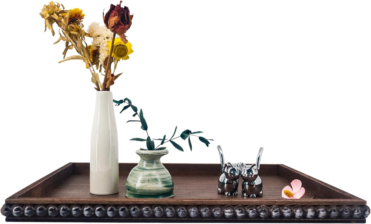 FramePro Decorative Tray 12x16 Brown Wood Beaded