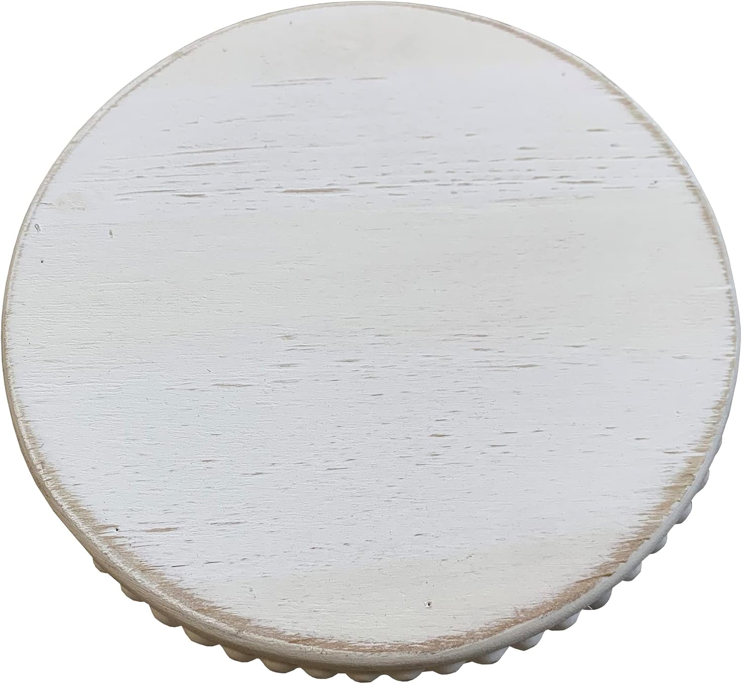 Farmhouse Beaded Wood Pedestal Tray Decor 76 Inch White