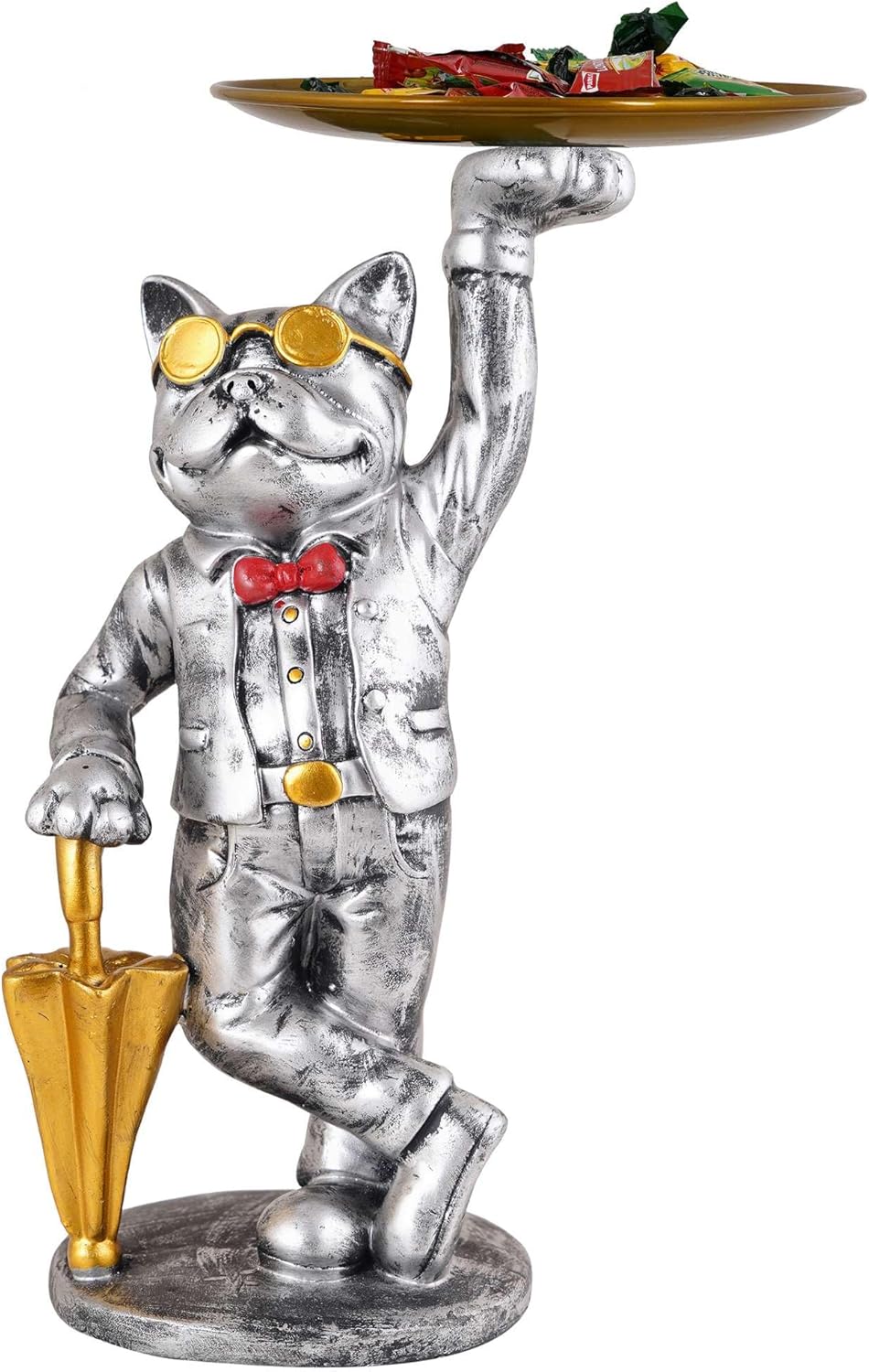 Cute Cool Dog Sculpture with Plate for Home Decor