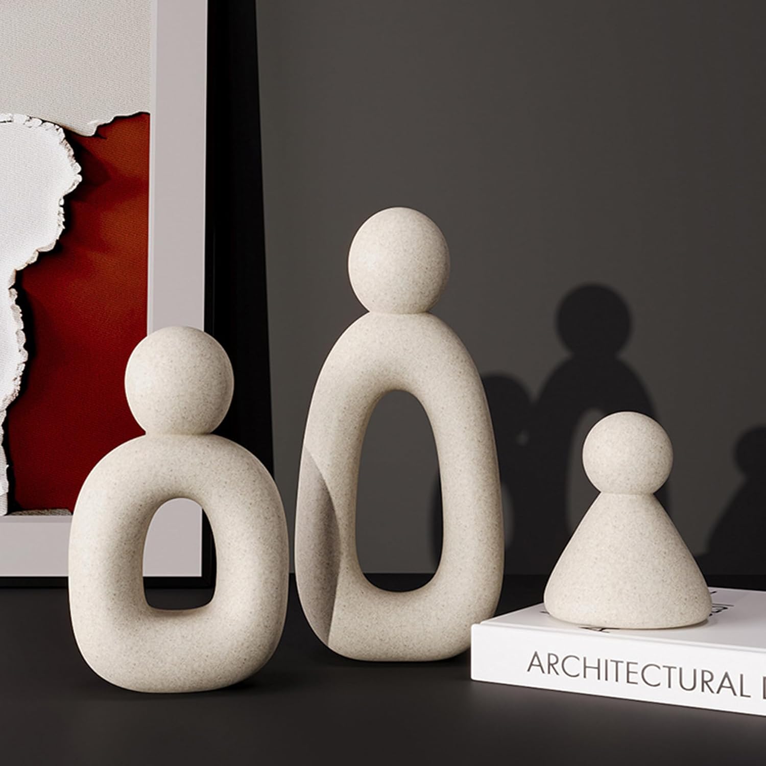 Suruim Modern Family Figurines Set of 3 Grey