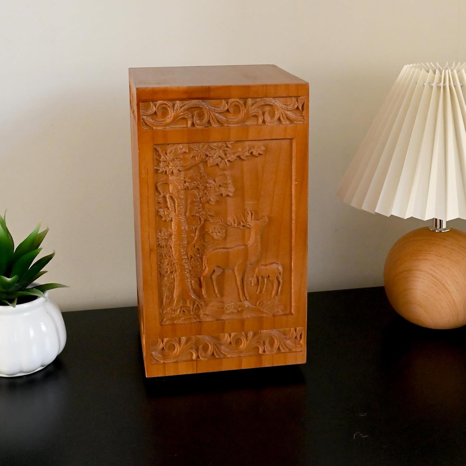 Elegant Wooden Cremation Urn for Human Ashes
