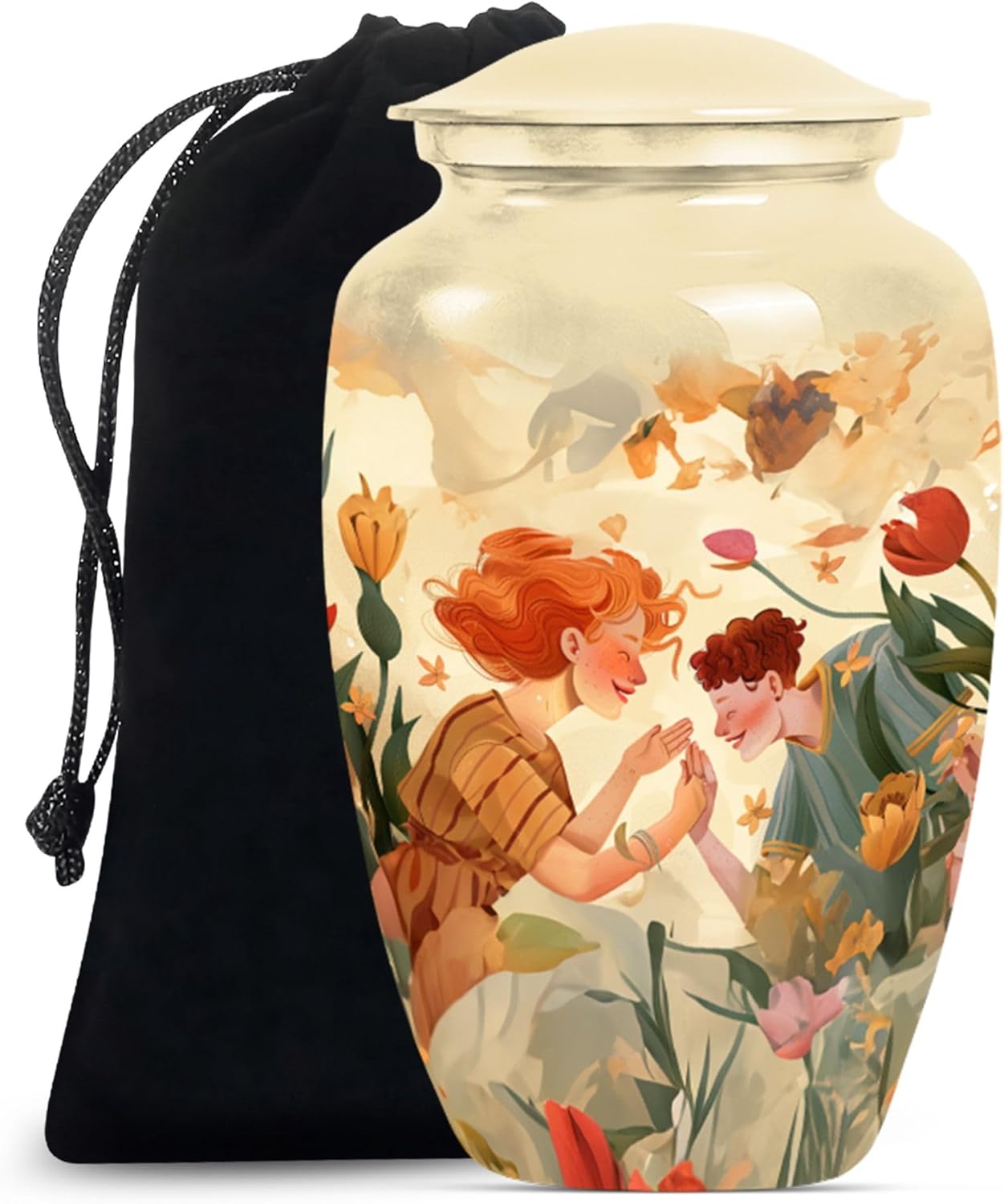 10 Inch Large Velvet Covered Decorative Urn for Ashes