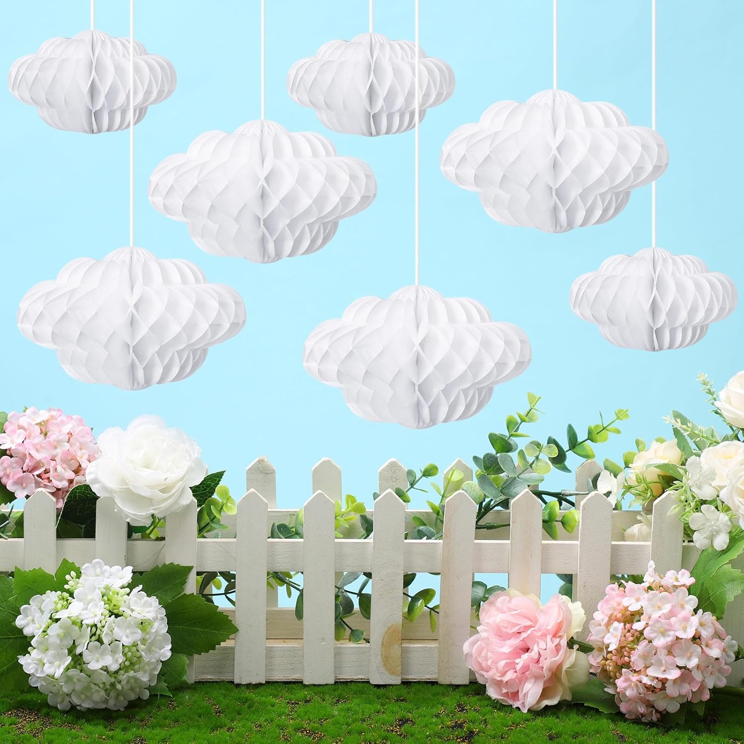 20 Pcs Hanging Honeycomb Cloud Decorations for Ceiling Art