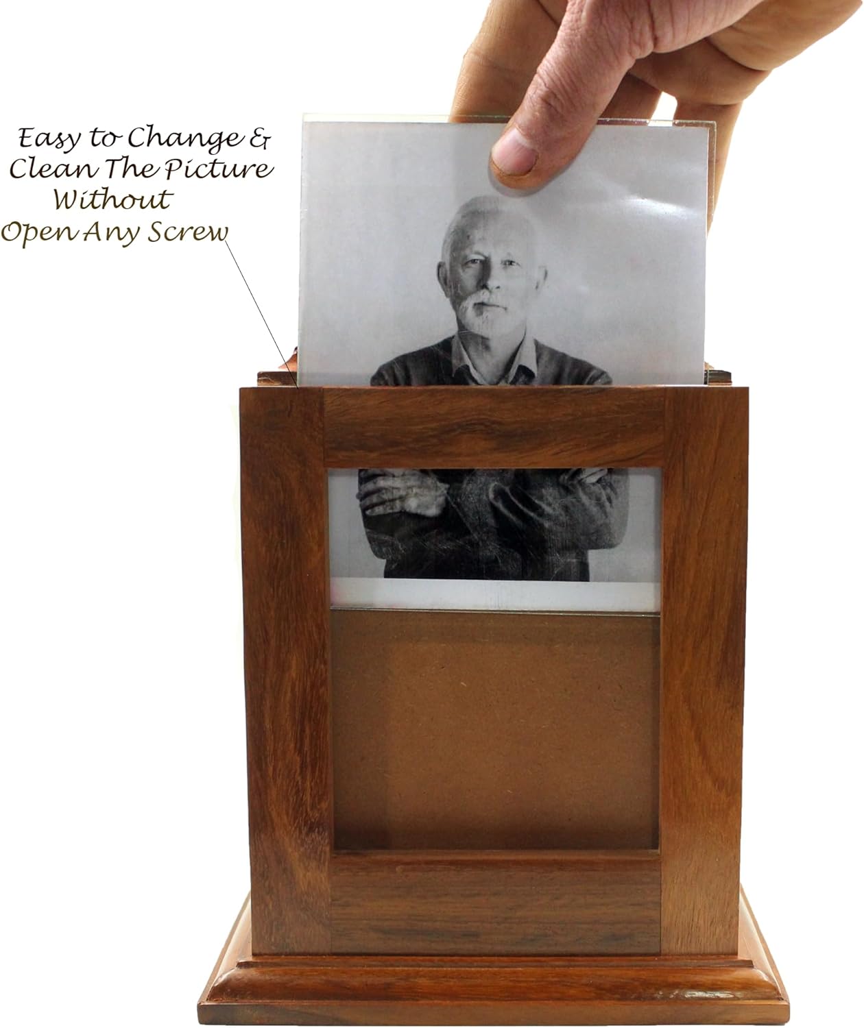 Elegant Handcrafted Rosewood Cremation Urn with Photo Frame
