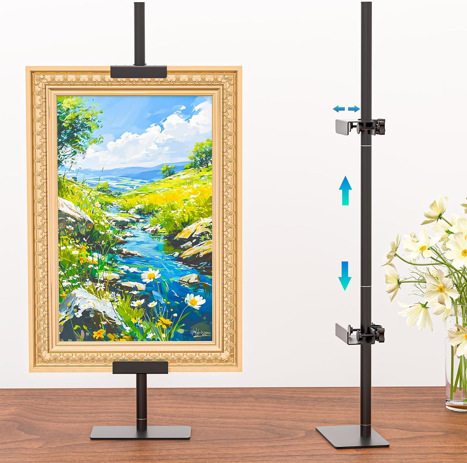 30 H Adjustable Black Metal Easel Stand