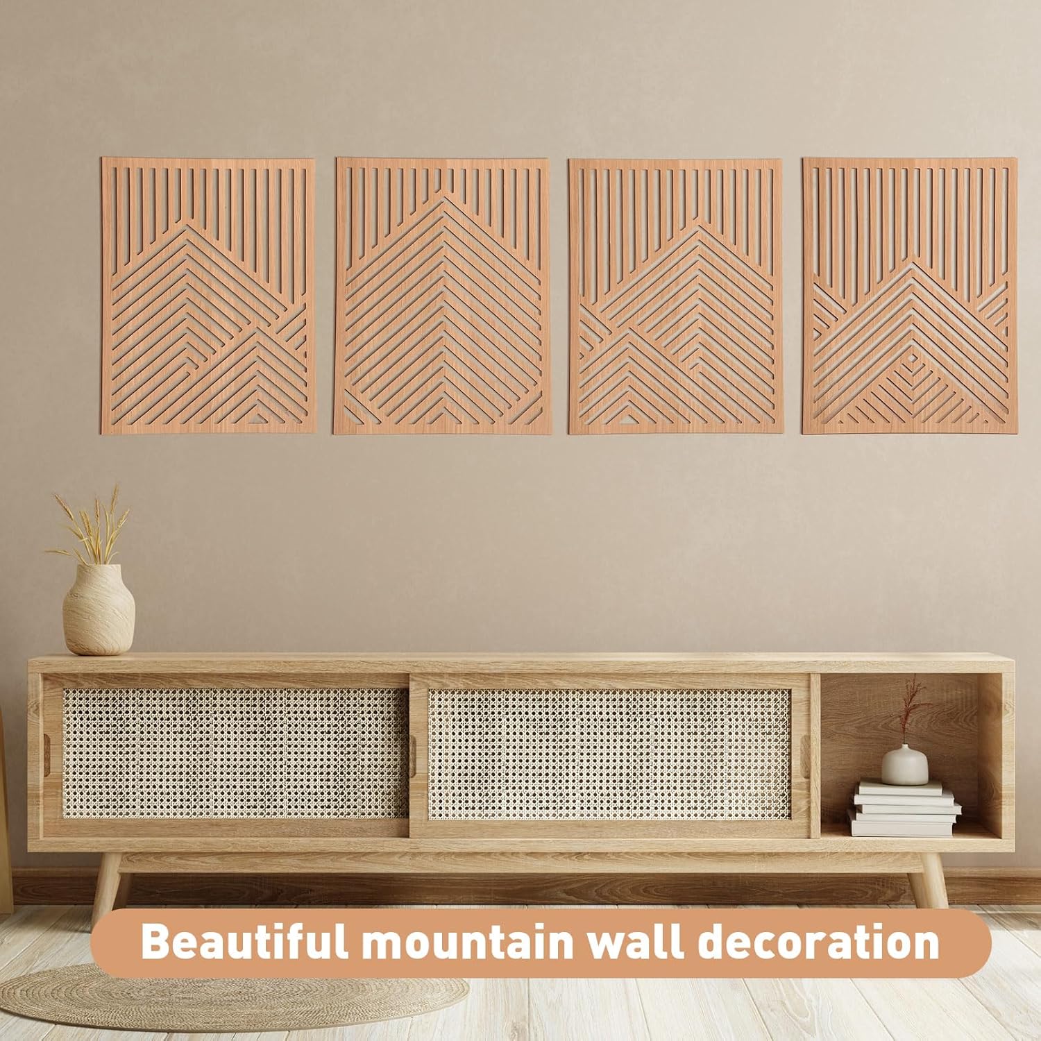 Wesiti 4 Piece Wood Mountain Wall Art Decor