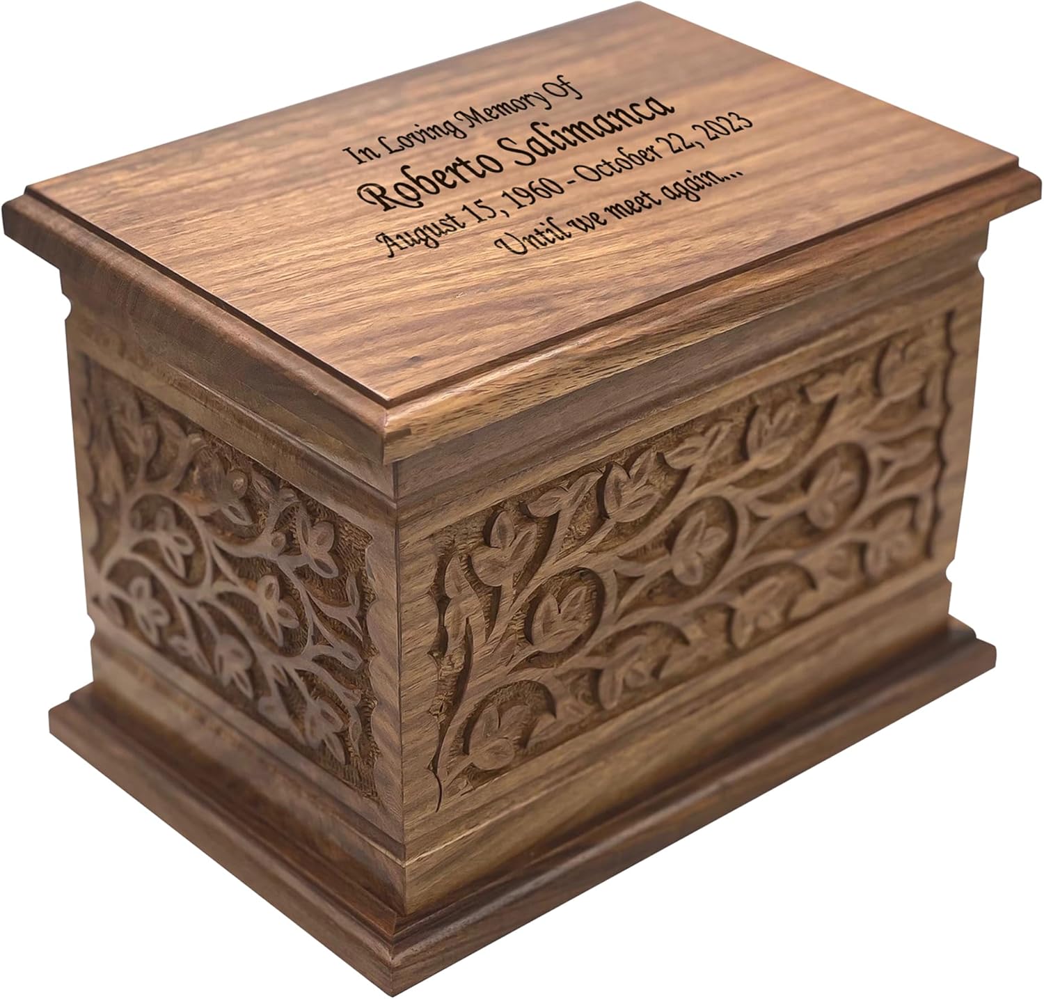 Extra Large Personalized Wooden Cremation Urn for Ashes