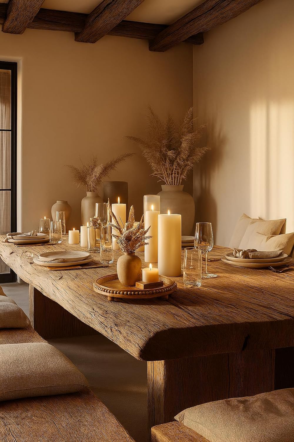 Round Wood Tray for Centerpiece Decorations