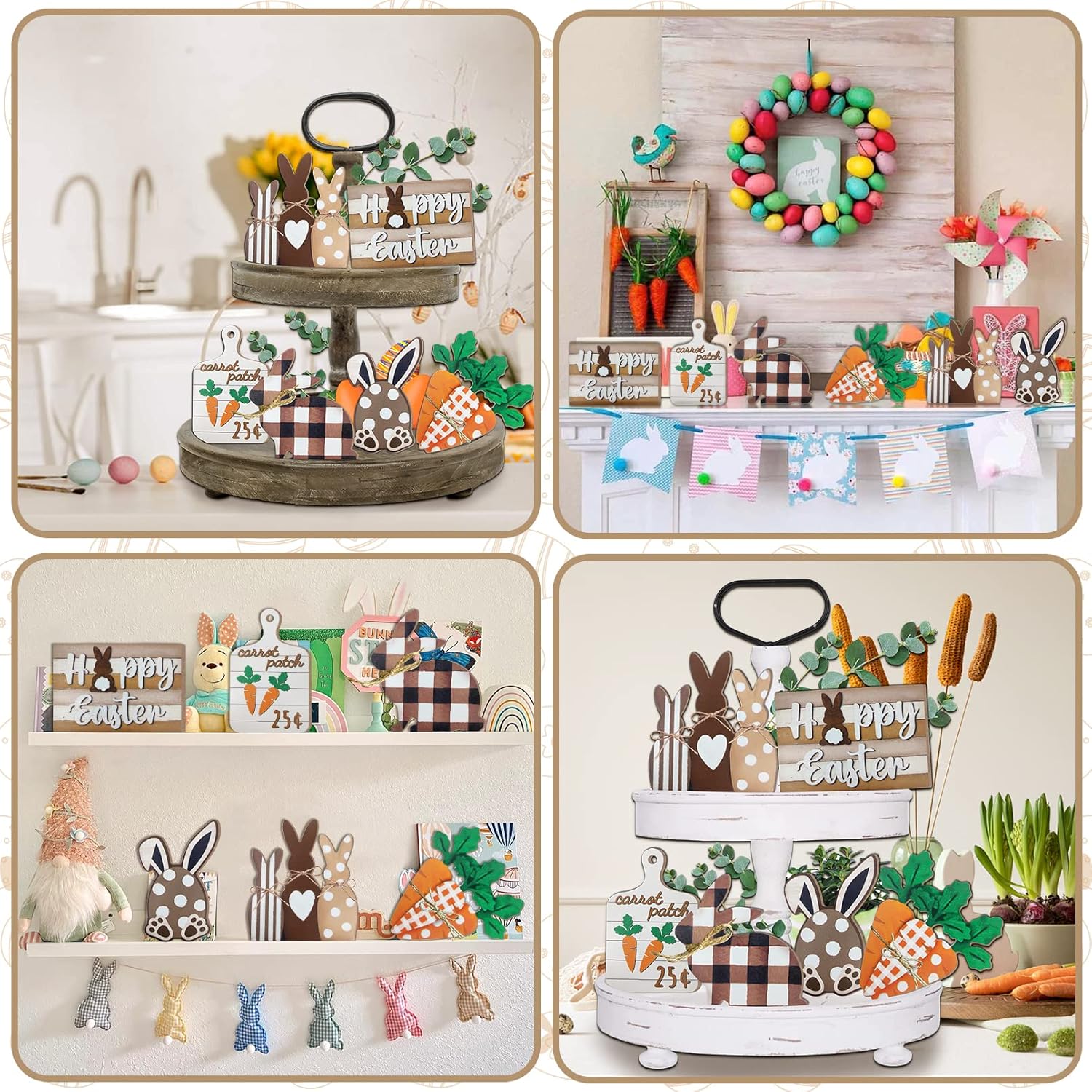 Easter Bunny Tiered Tray Decor Set 6 Pcs