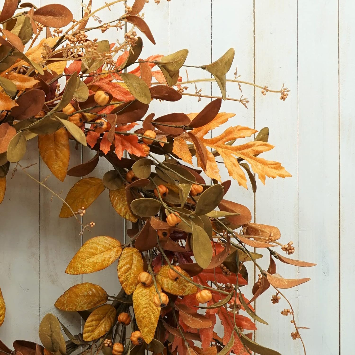 Artificial Fall Wreath for Front Door Autumn Decor