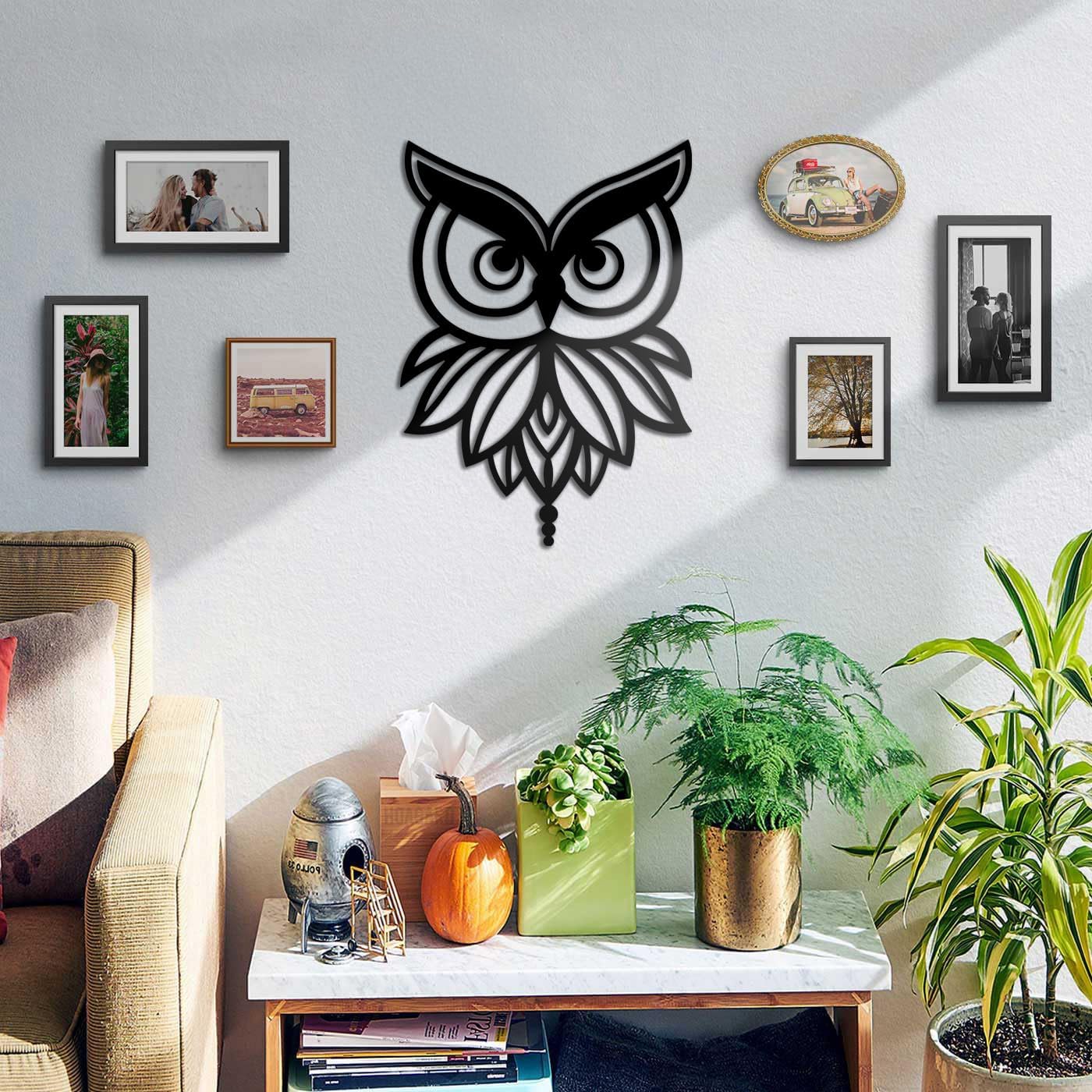 BONPERLA Abstract Owl Wall Sculpture - Modern Metal Art