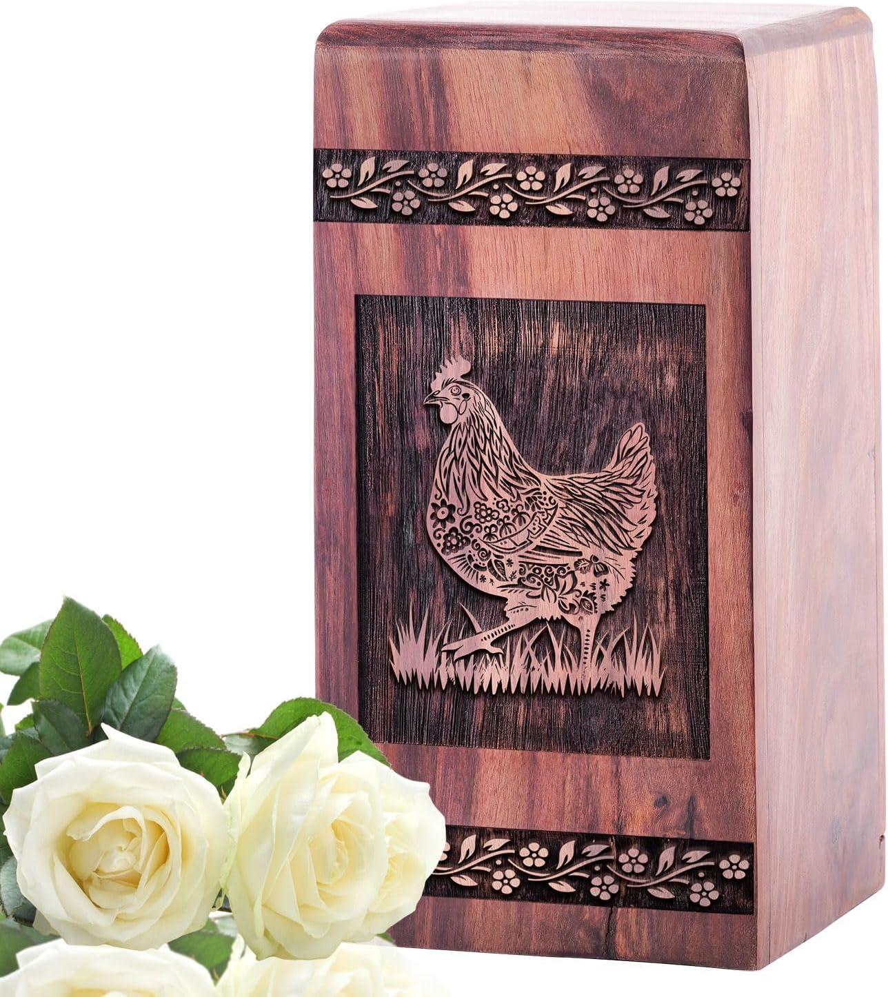 Chicken Themed Wooden Urn for Human Ashes 1125 Inch