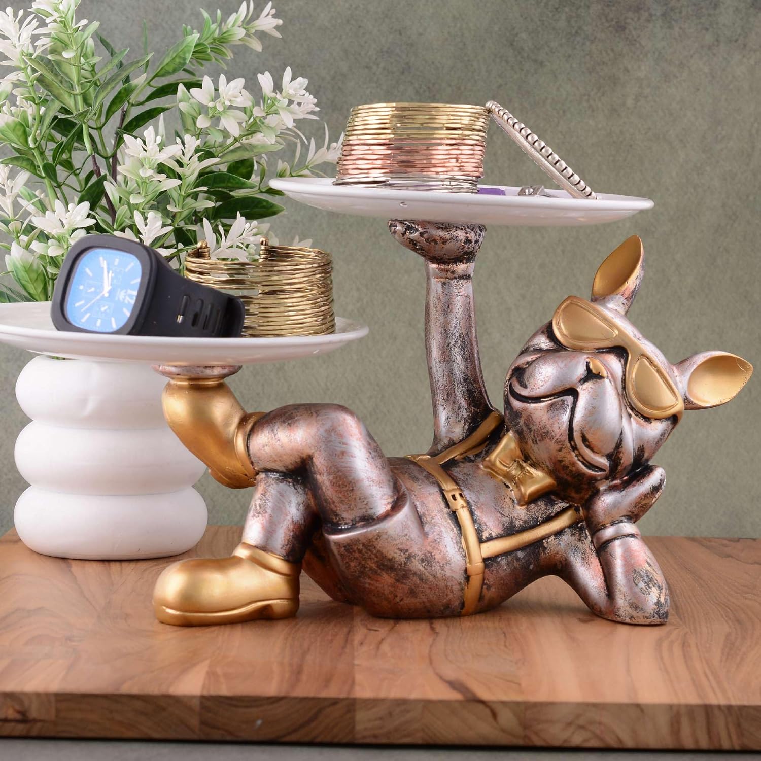 Cool Dog Showpiece with Plate for Home Decor 1