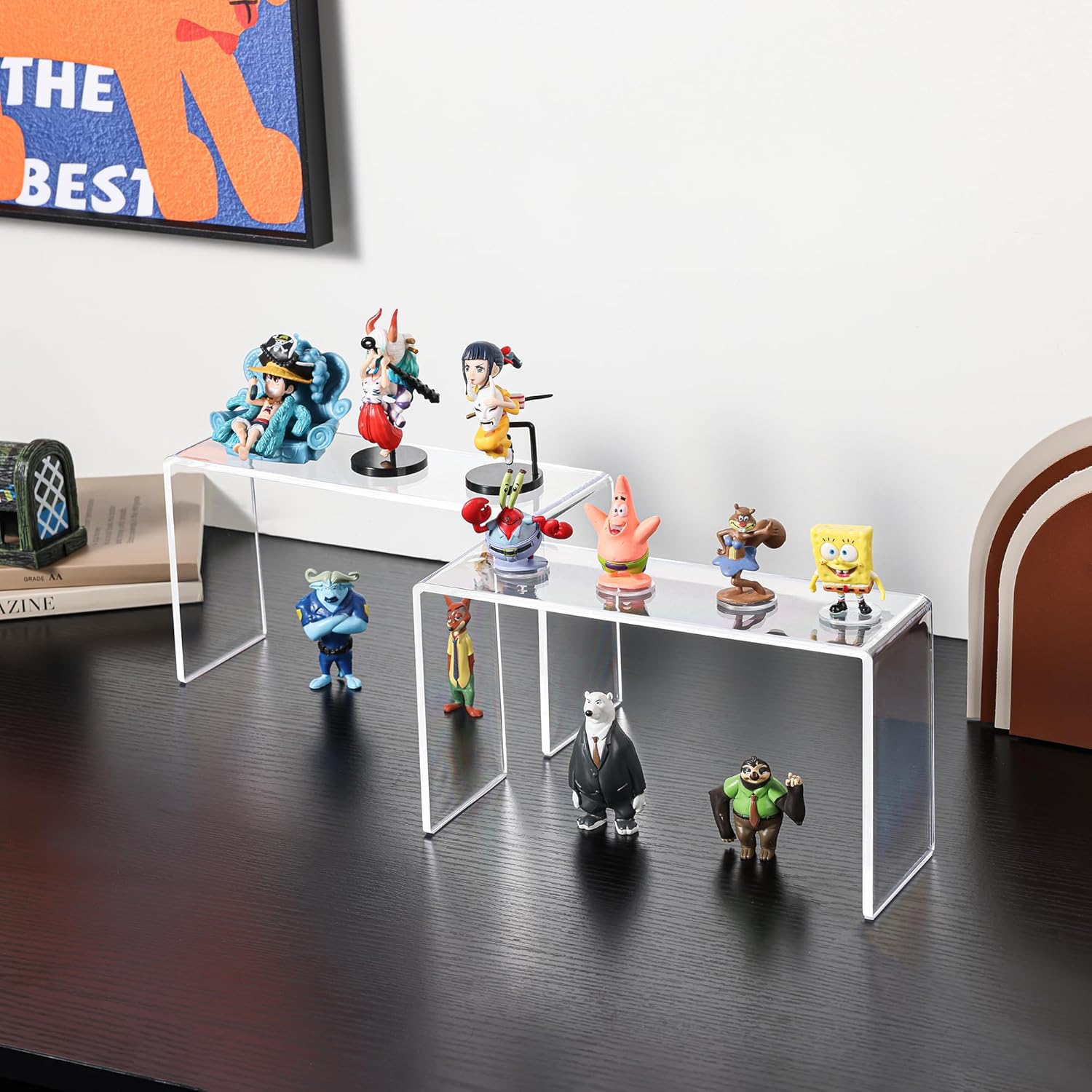 4 Pack Acrylic Risers Display Stands for Collectibles