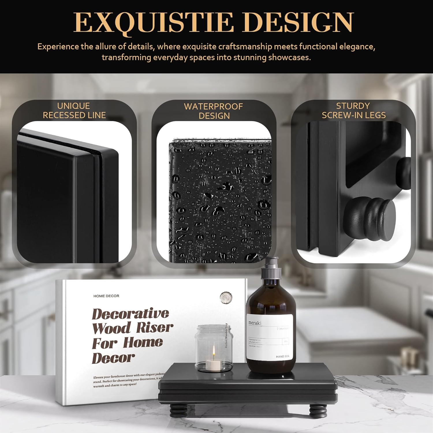 Modern Wooden Riser for Bathroom Decor and Kitchen Use