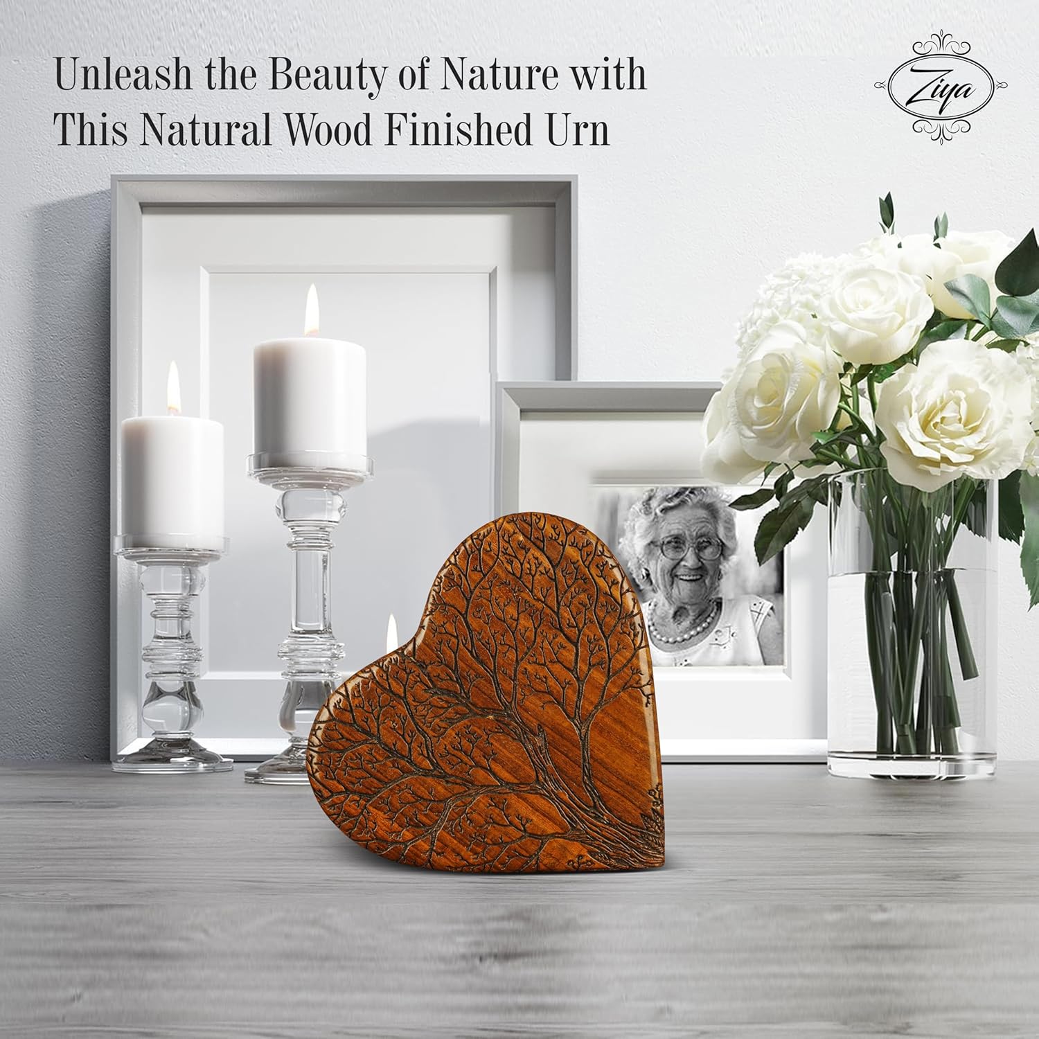 Ziya Wooden Heart Keepsake Tree Urn