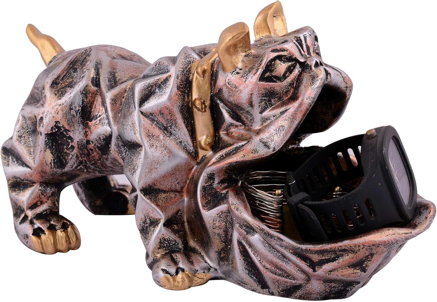 Cute Dog Sculpture with Plate for Home Decor