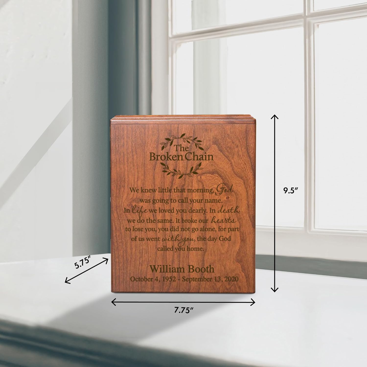 LifeSong Milestones Personalized Cherry Urn for Adult Ashes - The Broken Chain