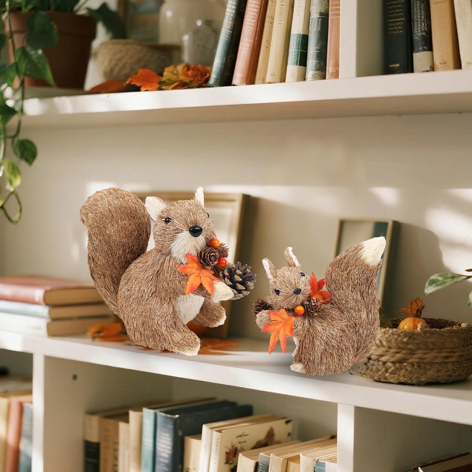 Winemana Set of 2 Fall Table Decor Squirrels