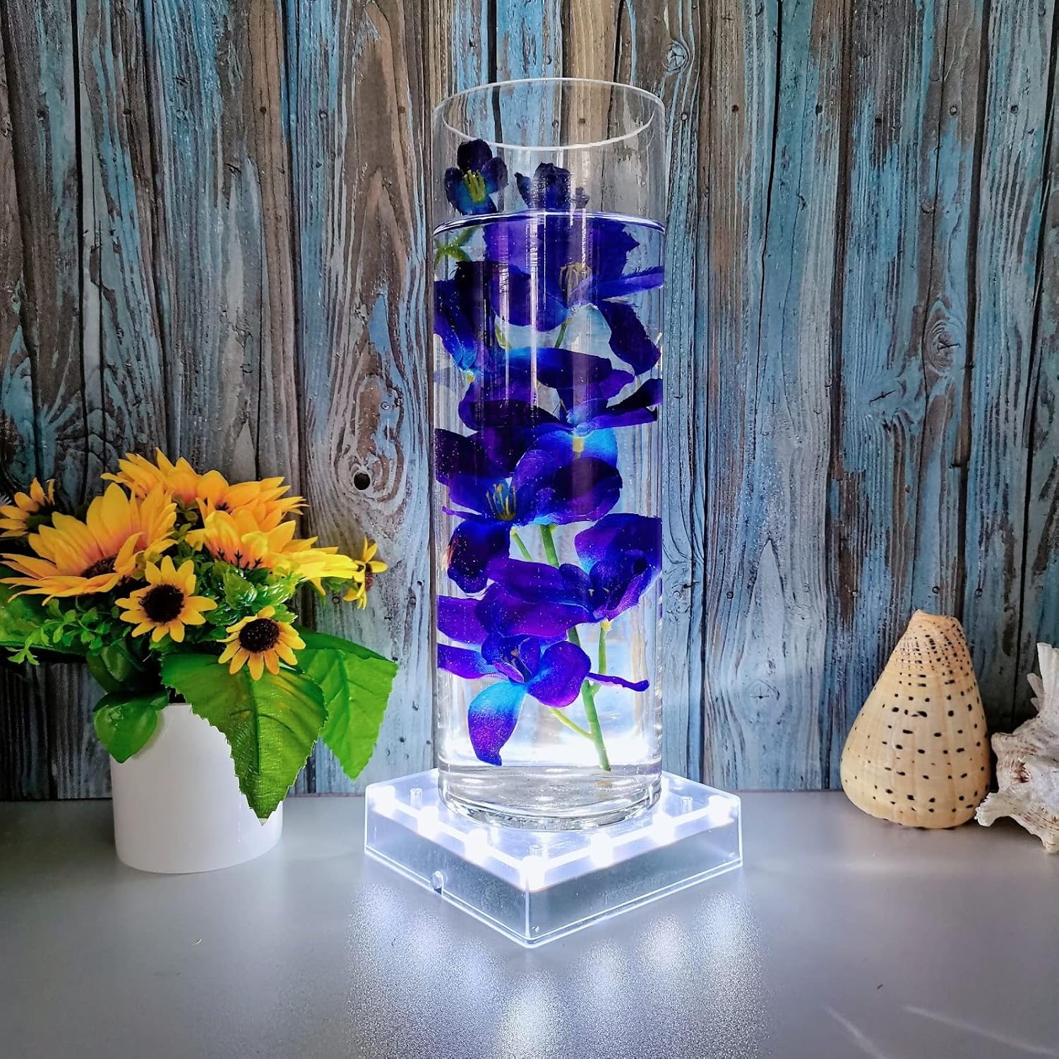 LARDUX LED Light Base for Vase Display Stand 5 Inch Square