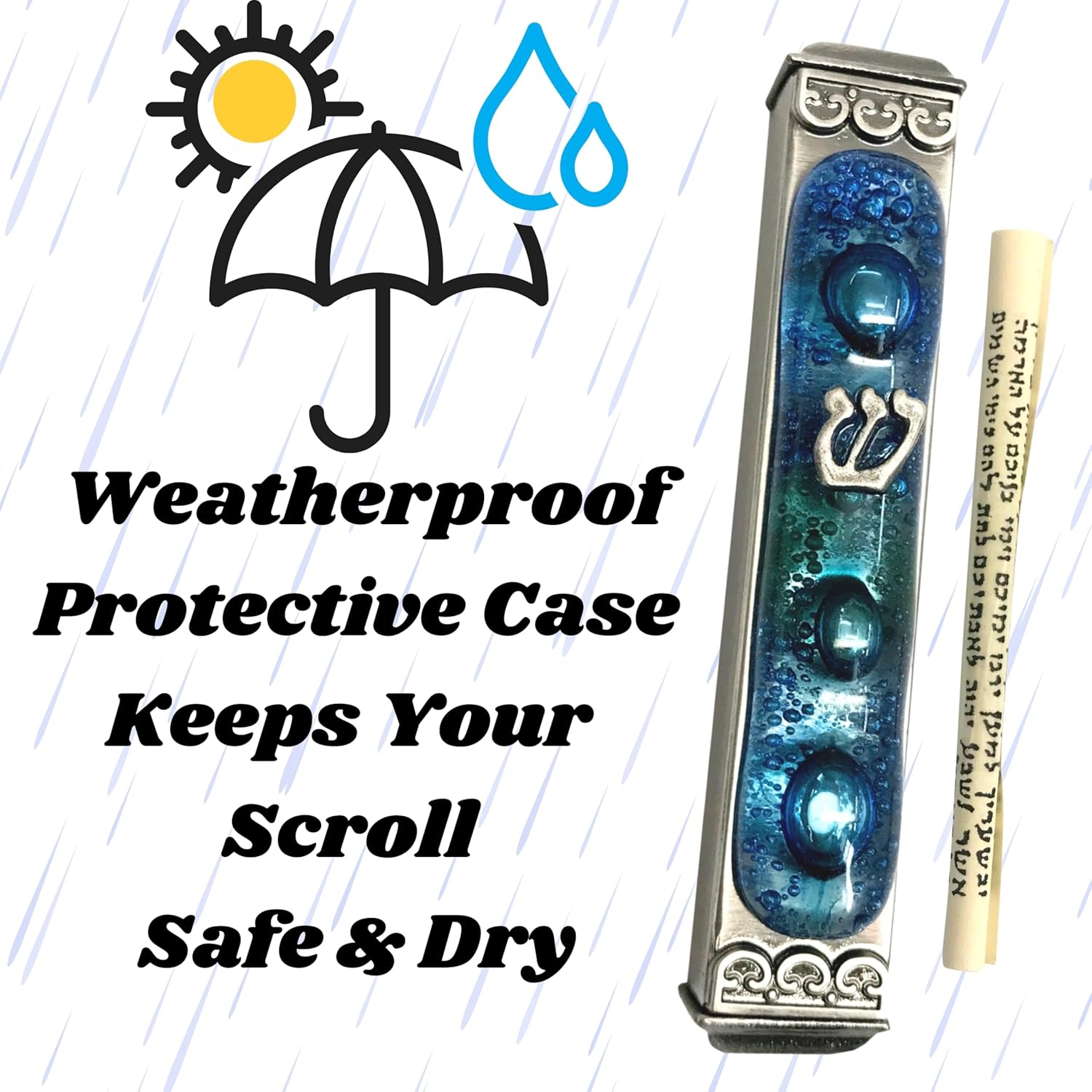 Tamara Baskin Art Glass Mediterranean Sea Mezuzah
