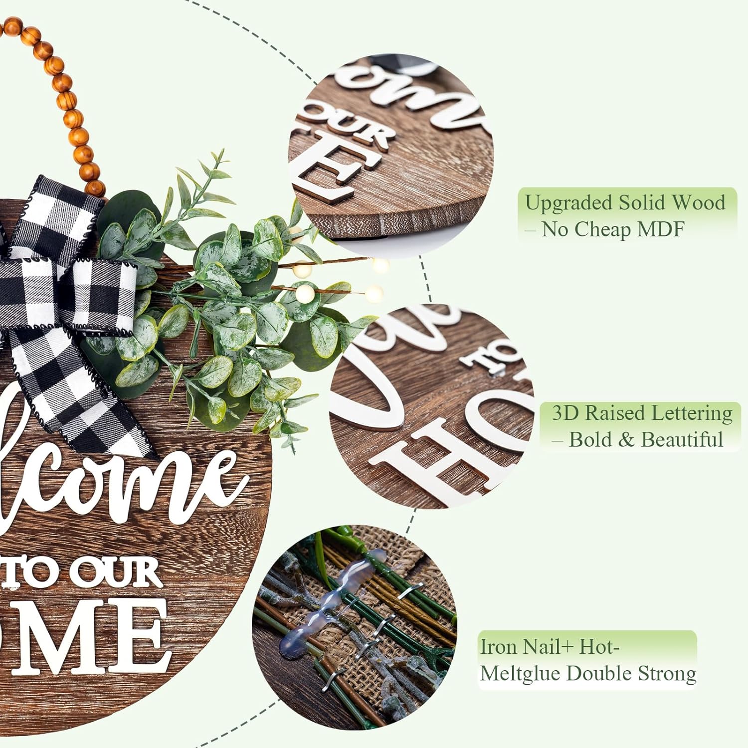 Welcome Sign Wreath for Front Door Porch