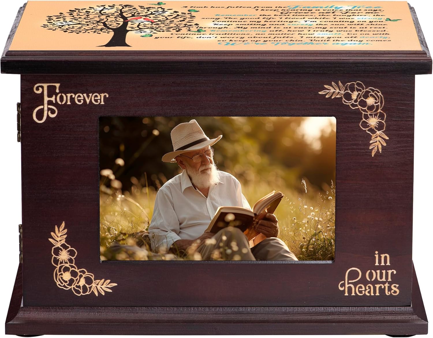 PREKIAR Wooden Cremation Urn with Photo Frame