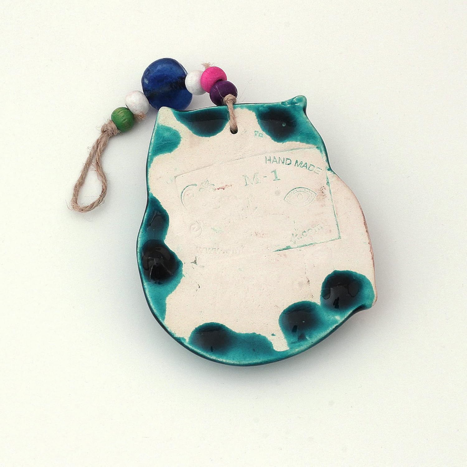Handmade Ceramic Wall Art with Owl and Evil Eye Design