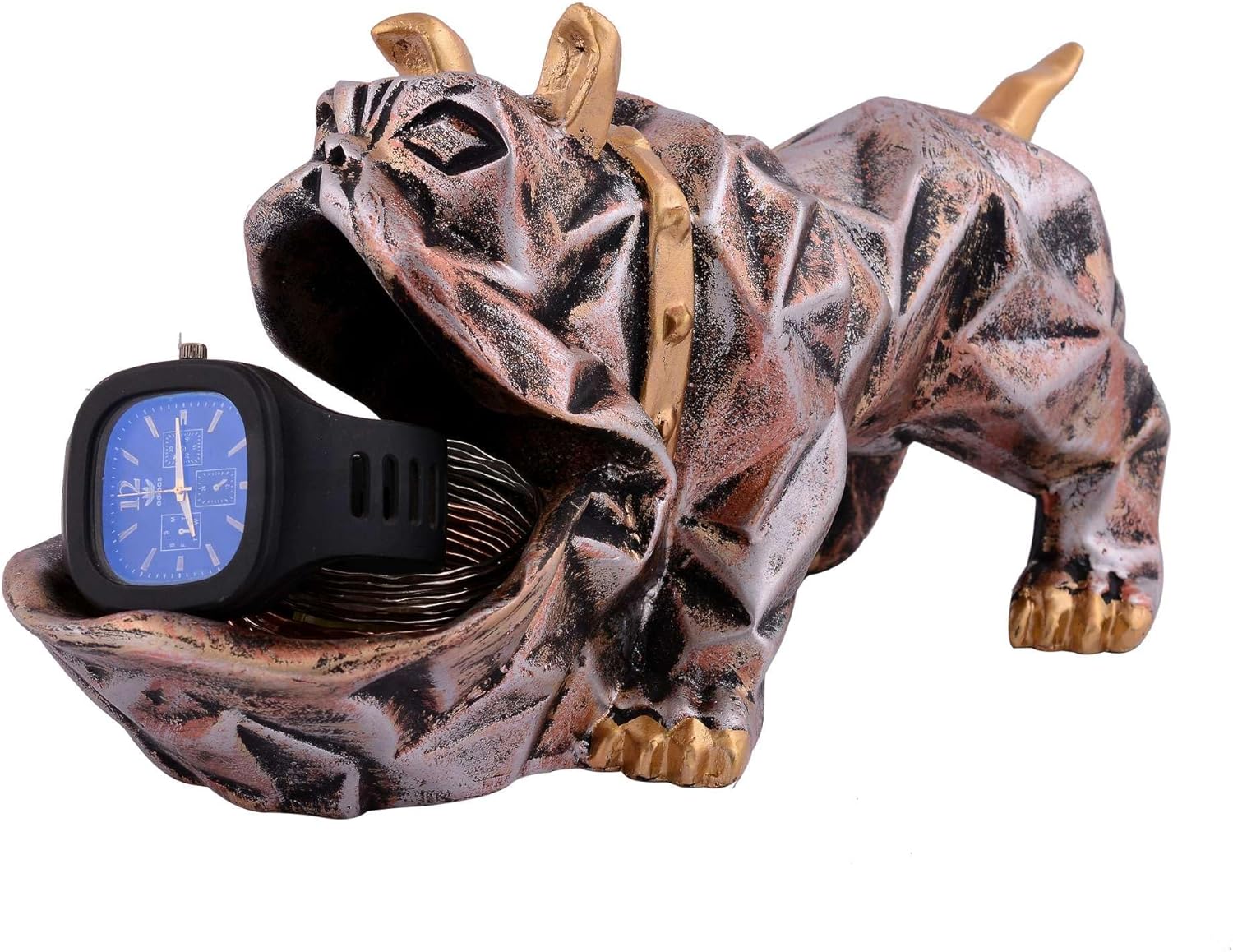 Cute Dog Sculpture with Plate for Home Decor