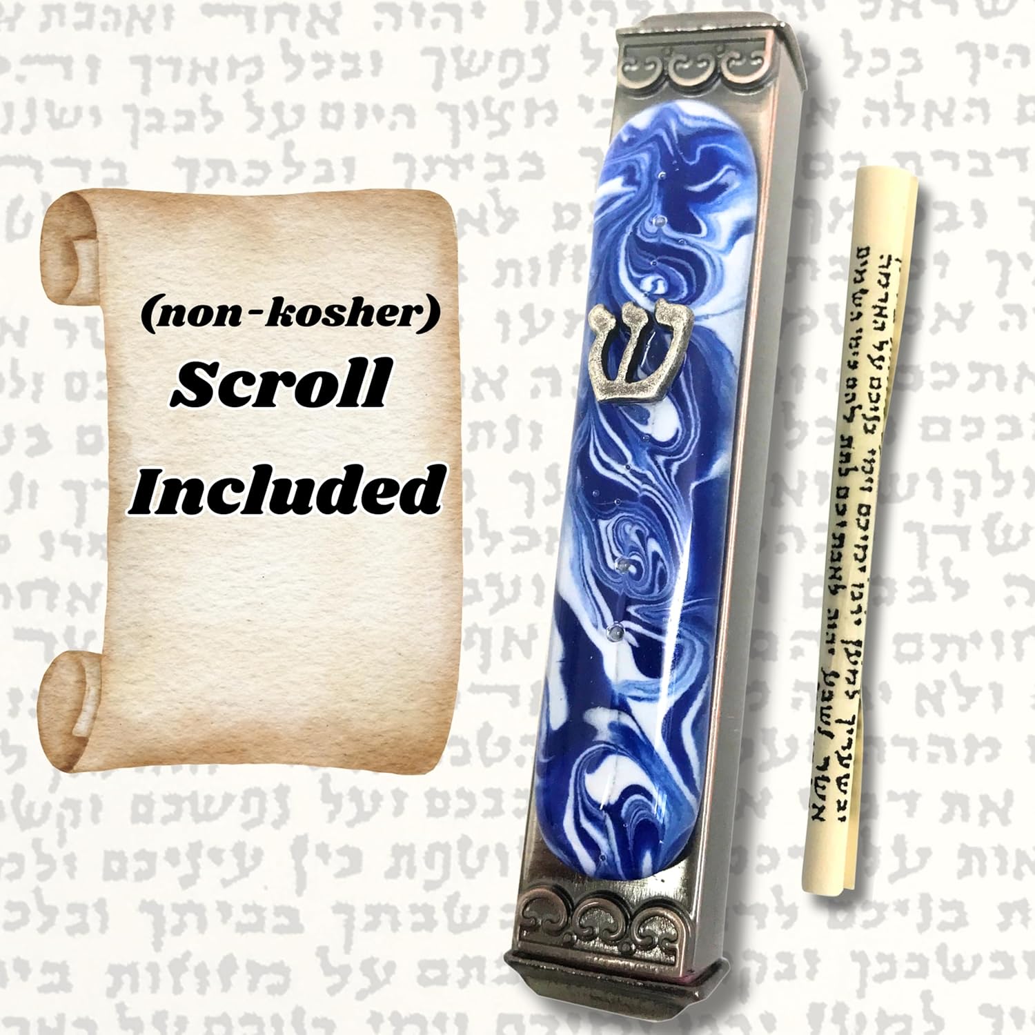 Tamara Baskin Art Glass Mezuzah with Scroll