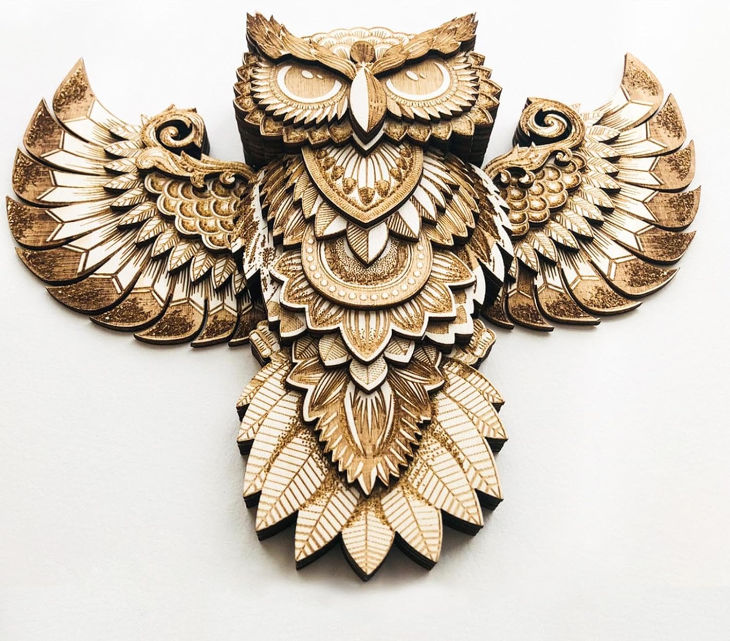 Wood Owl Wall Decor Sculpture Rustic Design