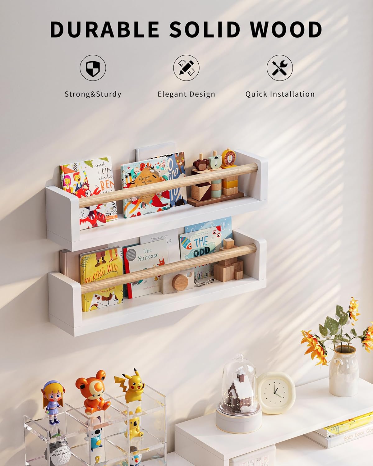 4 Pack Wall Book Shelves for Kids Room