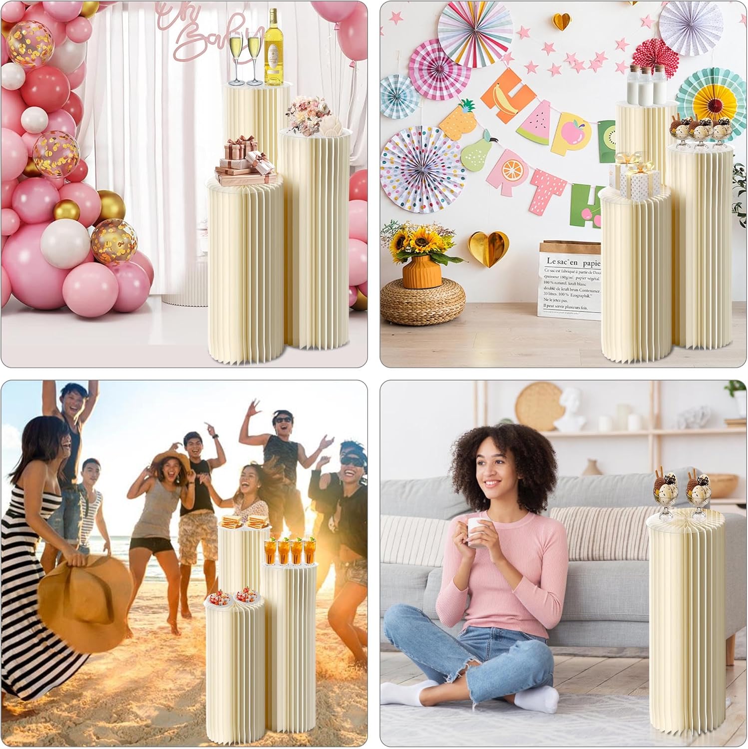 3 Pack Cylinder Pedestal Stands for Party Decor