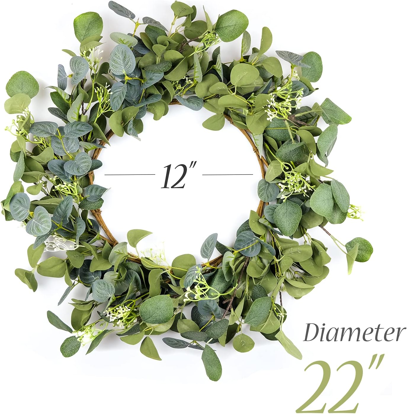 Handmade Eucalyptus Wreath for Front Door 22 Inch