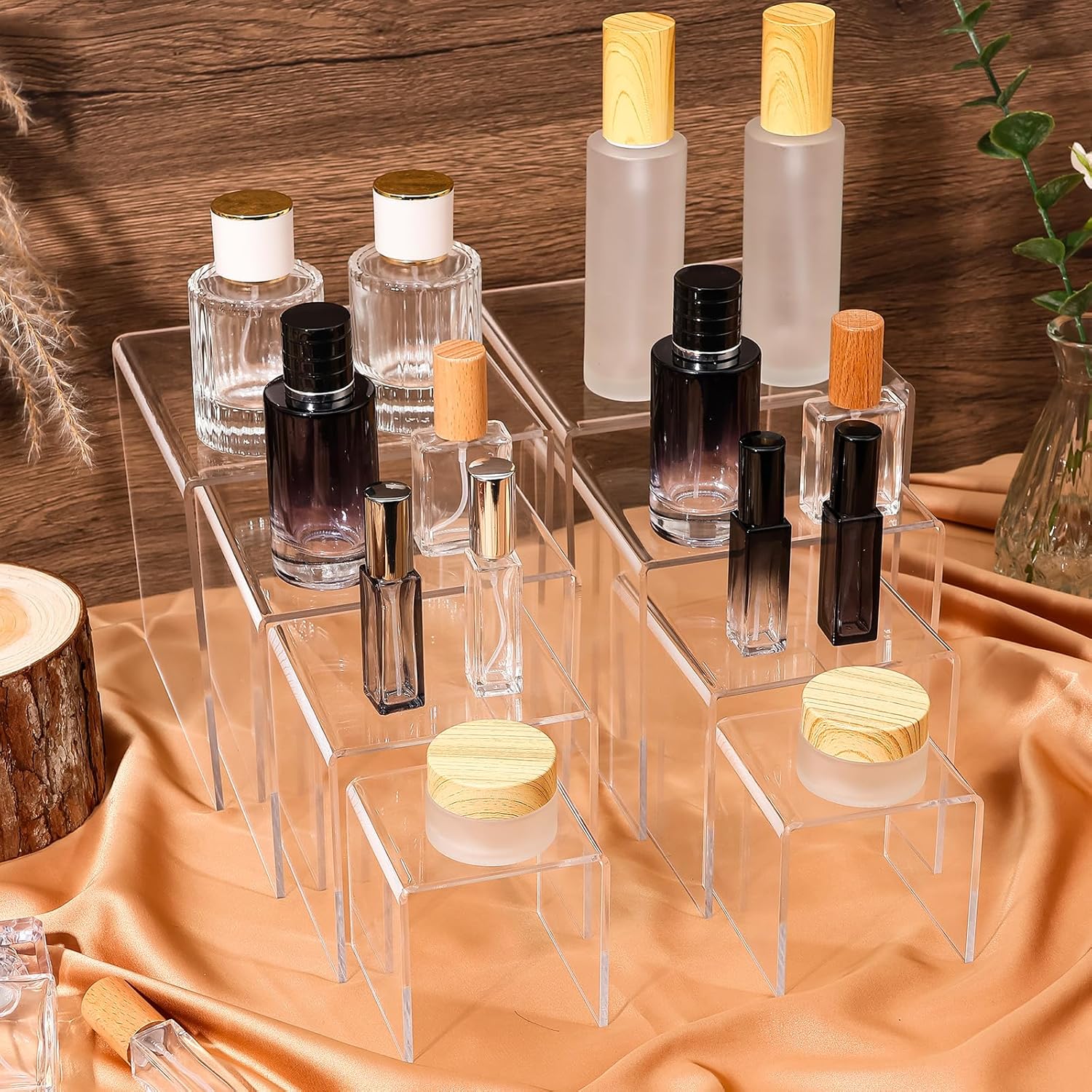 8 Pcs Square Acrylic Display Risers for Jewelry and Gift Displays