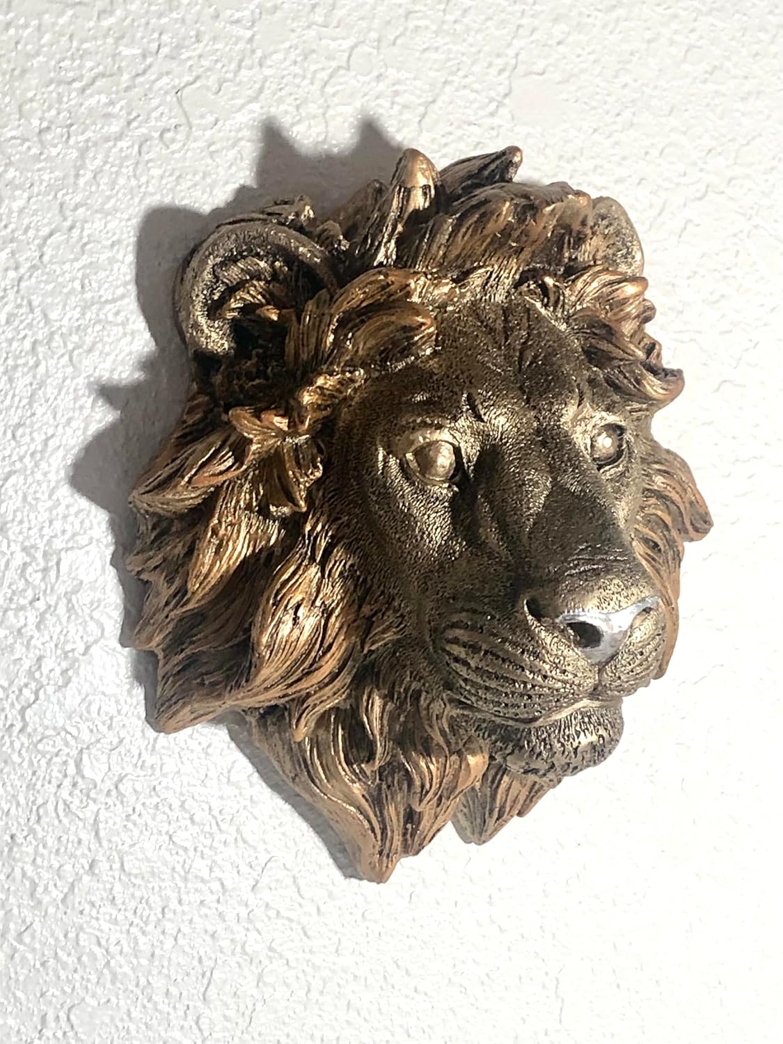 Decorative Lion Head Wall Sculpture Bronze Finish
